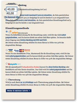 Echtgeldeinzahlung 2