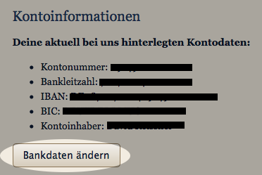 Bankverbindung aendern