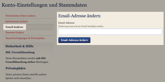 Emailadresse aendern