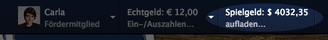 Spielgeld aufladen